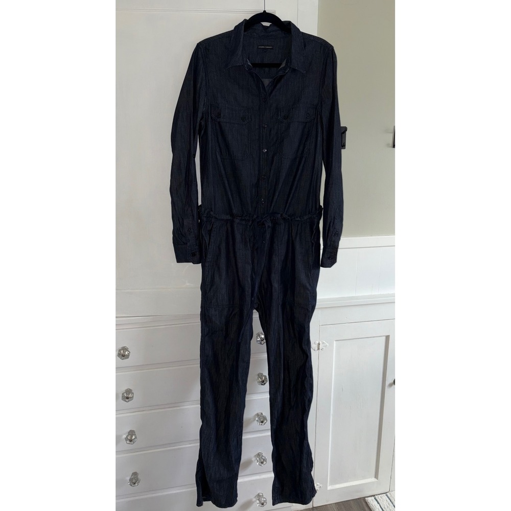 Citizens of Humanity Womens Dark Wash Denim Utility Jumpsuit Long Sleeve Large